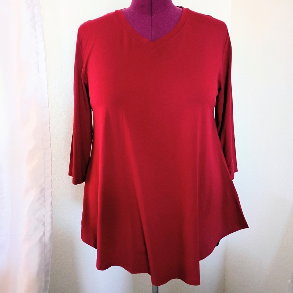 3/4 Sleeve Plus Size Tunic Top 2XL Baishenggt V Neck